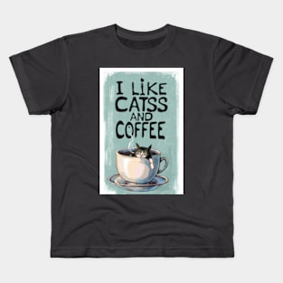 I like cats and coffee Kids T-Shirt